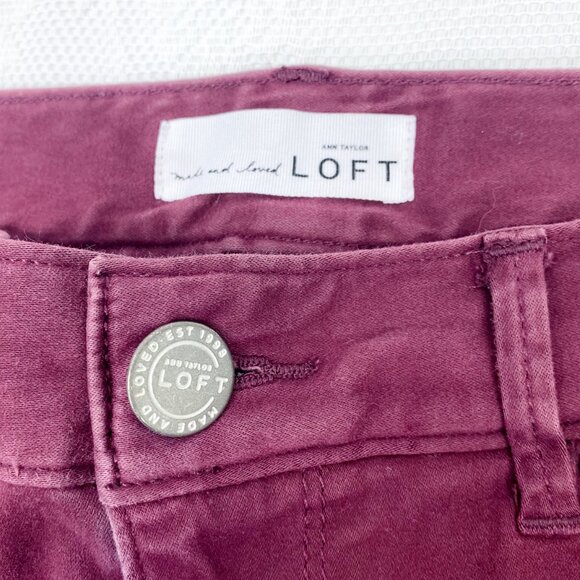 Women's Ann Taylor LOFT Wine Red Straight Leg Pants Ladies Maroon Leggings - Picture 3 of 10
